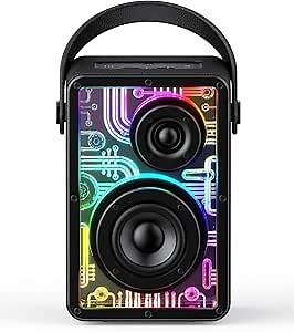 Raymate Bluetooth Speakers Wireless, 80W Speakers with Subwoofer-V5.3, HiFi Stereo Sound, Rhythmic Lighting System, 15H Playtime, 8000mAh Power Bank for Phone, Portable for Outdoor