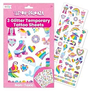 Ooly 50 Temporary Tattoos For Kids, Safe & Non-Toxic Temporary Tattoo, Party Favors Gifts for Kids, Great Goodie Bag Stuffers & Fun Birthday Decorations - Over the Rainbow