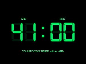 41 Minute Countdown Timer with Alarm on Start and Finish time , glowing Digital Clock Timer Free!
