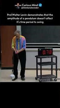 Prof. Walter Lewin explains how amplitude of a pendulum doesn't affect it's time period to swing.