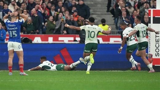South Africa overcomes red card and halftime deficit to beat France 32-17 at Stade de France