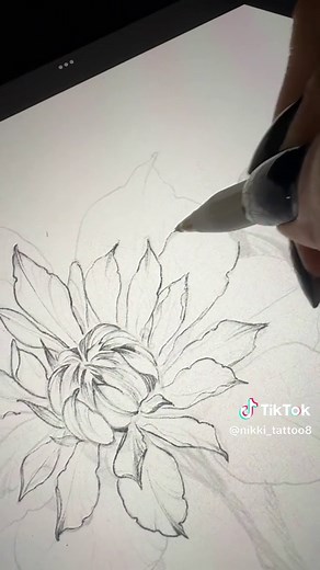 drawing process of clematis flower tattoo design #tattooartist #artist #artistsoftiktok #draw #drawingtutorial