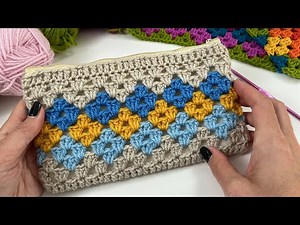 Crochet Granny Pouch // Fun Colorwork With No Ends Weaving!