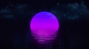 Vibrant Purple Sunset Over Calm Ocean
