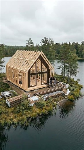How I Built a LUXURY Water Villa Completely OFF-GRID 🚤🛠 #shorts #diy #island