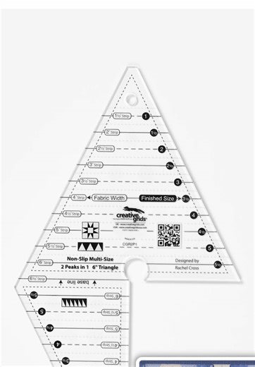 Creative Grids 2 Peaks in 1 Quilt Ruler!📐✨ Check out the tutorial for how to use this versatile ruler to make a stunning block! We also have some tips and tricks in there for working with a scant seam allowance!🪡🧵 #shabbyfabrics #sewingtok #quilttok #sewingtools #tutorial