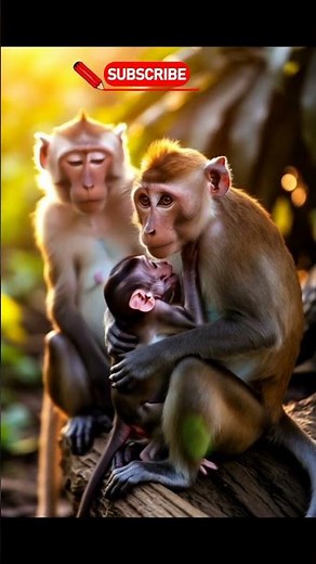 monkey giving birth 😭 another mama helps baby come out 🐵💕 most powerful #shorts #animalcare