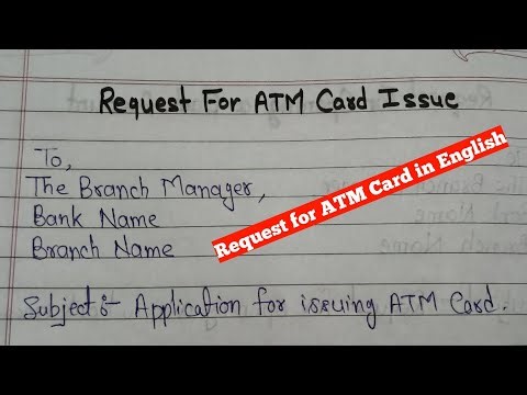 ATM Card Application Letter | Request for ATM Card in English