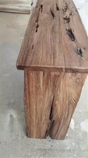 Solid Teak Wood Console Table – Natural Rustic Style