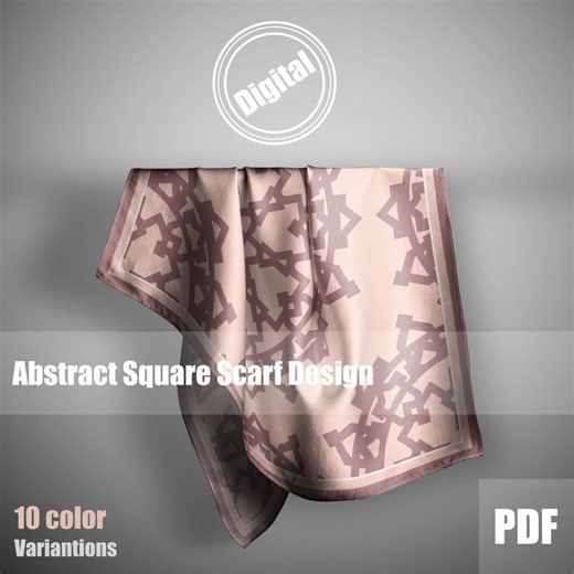 Abstract Square Silk Scarf Design Printable, Digital Download PDF, 10 Color Variations - Etsy