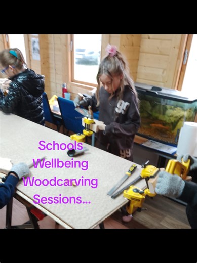 Session 4 of our Burnley Primary Schools 'Weekly Wellbeing Woodcarving Sessions.' #Wellbeing #Wood #FishingTherapy #Fishing #Schools
