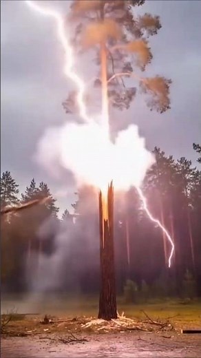 ⚡ Insane Lightning Strike Explodes Tree on Camera! 🌲🔥 | Nature’s Raw Power