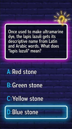 The lapis lazuli derives its name from Latin and Arabic, once used for ultramarine dye.