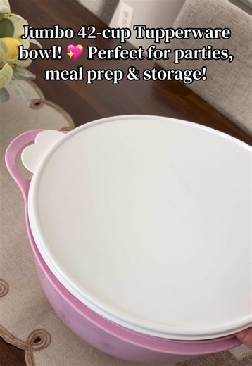 Go big with this pink Tupperware bowl! 🍓🎉 #Tupperware #KitchenStorage #MealPrep