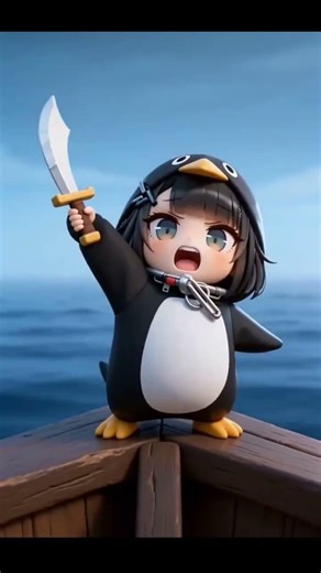 Cute Penguin Pirate vs. Giant Whale! 😱 #usa #shorts