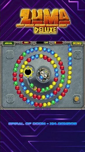 Zuma Deluxe | Creating High Combos in 60 Seconds or Less - Spiral of Doom [x14 Combos]