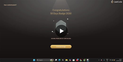#leetcode #dsa #codingjourney #problemsolving #programming | RUTVIK MHASKE