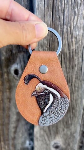 California Quail Bird Keychain, Hand Painted Leather, Unique Wildlife Gift for Nature Lover - Etsy