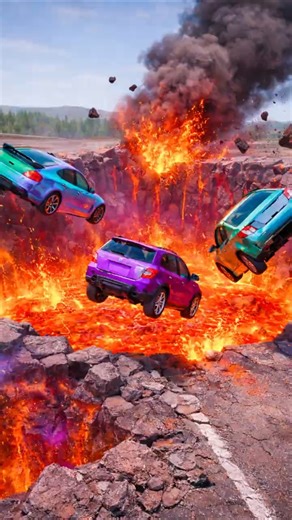 Mixed Color Buses Fall Crash & Explode - BeamNG.drive #youtubeshorts #carcrash