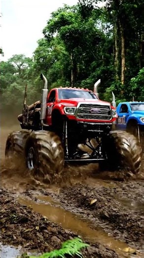 Jungle Logging Showdown: Monster Truck Air Time!
