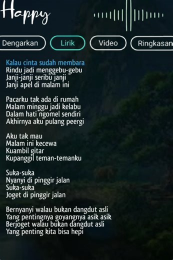 Yang penting happy #liriklagu #lirikgoogle #nyanyibareng #trendingsong #fyp