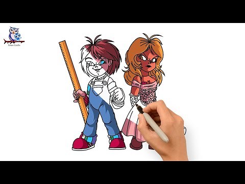 How to Draw Chucky and Bride Tiffany Valentine - Halloween Art