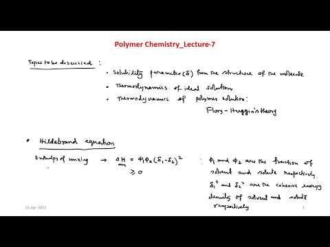 Polymer Chemistry: Lecture 7