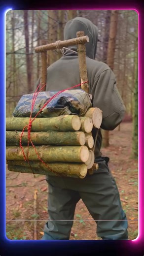 Survival Skills: Wooden Backpack For Carrying Logs #survival #lifehacks #camping | LastBush Survivals