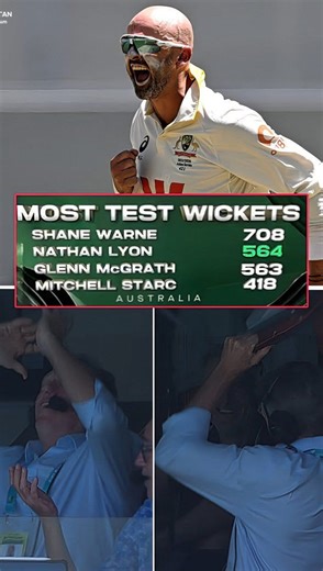 Muhammad Ishfaq on Instagram: "Glenn McGrath’s reaction to Nathan Lyon overtaking him on the all-time Test wickets list.😂 #NathanLyon #AUSvsENG"