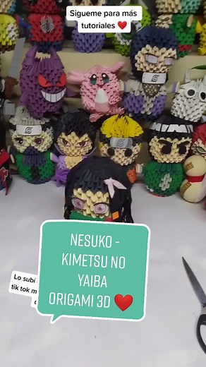 Nesuko - Kimetsu no Yaiba- Origami 3D - Lo volví a subir porque me quitaron el sonido de fondo del vídeo anterior - Espero les guste ❤️ #origami3D