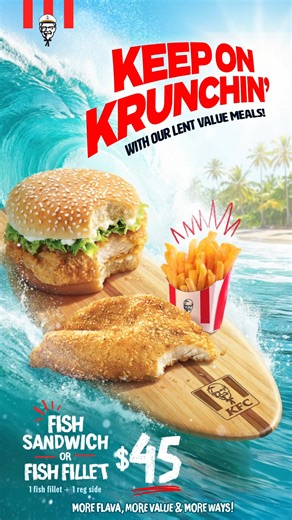 It’s FRYday, and we’ve got our fish fresh, krunchy, and fried to perfection for you. Order via all our channels and don’t miss this wave. 🌊🐟 | KFC