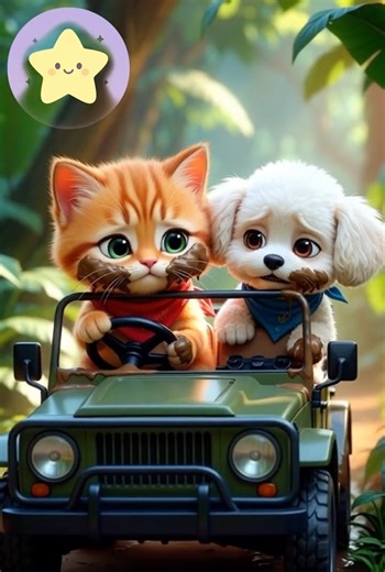 Cutest Safari Trip Ever! 🌿 Kitten & Puppy Jungle Adventure #cartoon #animation #cute #funny #baby