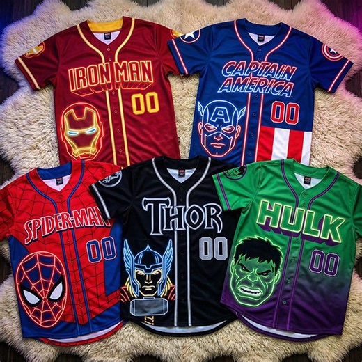 Marvel Avengers Baseball Jersey Custom Name, Iron Man Spider Man Thor Hulk Captain America Kids Birthday Party Shirt Gift, Y2k Jersey - Etsy