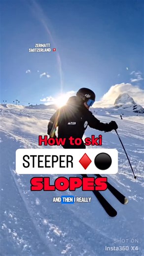 How you have speed control while skiing in steeper red and black ski slopes. You need grip from your ski edges and strong leg turning to create turn shape! Follow for more great skiing tips and Zermatt Switzerland ski content. #zermatt #skiing #skilesson #redslope | Snowsport sessions.