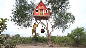 15K views · 238 reactions | Survival Girl, I built a house on tree by hand tools 100% #building #survival #girls #house | Girl Survival | Facebook