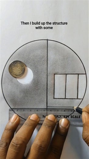 Half Nature vs Half Wall Drawing | Creative Circle Pencil Sketch #Shorts