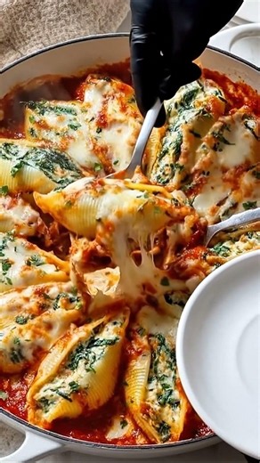Cheesy Spinach & Ricotta Stuffed Shells 🍝 Ultimate Baked Pasta Recipe