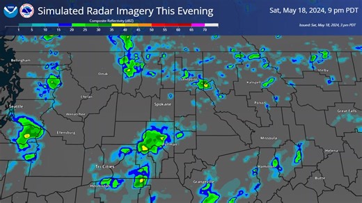 23K views · 111 reactions | Those with outdoor plans this evening, be advised we are expecting to see periodic showers. Most will be across northern parts of the Inland NW early, but we will also see an uptick in activity across southern sections as well. This is according to simulated radar data. | US National Weather Service Spokane Washington | Facebook