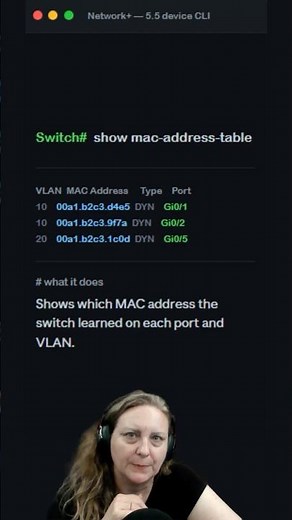 Show mac address table | Exam Prep CompTIA Network+