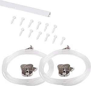 STAS Picture Hanging System u-Rail White 150 cm - Complete kit, incl. 2 Cords 150cm with 2 Hooks