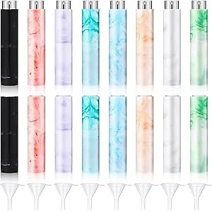 Maxcheck 18 Pcs 10 ml Mini Perfume Atomizer Bottles with Funnels Travel Size Refillable Portable Perfume Sprayer Spray Empty Marble Pattern Dispenser Atomizer Sprayer for Women Men, 8 Colors