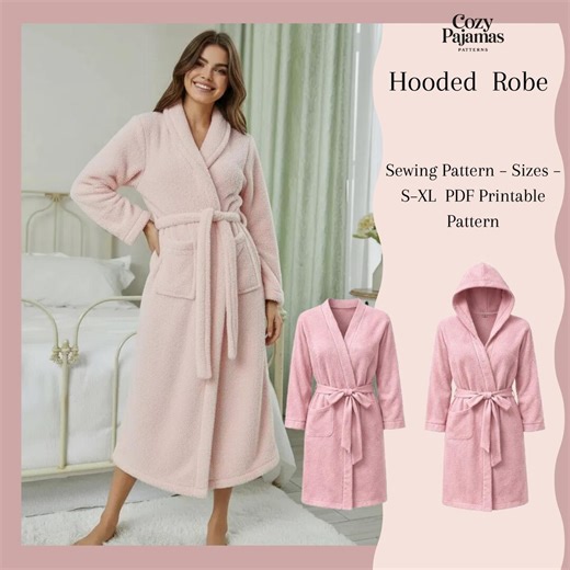 Hooded Robe Sewing Pattern PDF A4 | Waffle Robe Pattern | Women’s Bathrobe | Beginner Friendly | Sizes S-XL - Etsy Canada