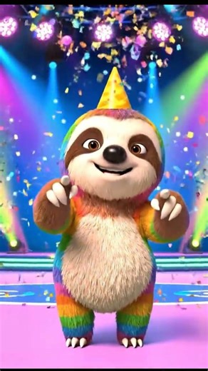 Sloth Dance Party! 🦥 Rainbow Confetti Fun! #shorts #HappySlothParty #KidsParty #rainbow