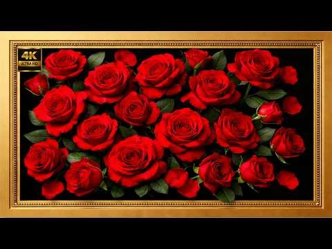 4K TV Art Flowers Red Roses Framed | 💎Get FREE Artwork Here