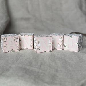 Hand-painted Pink Floral Baby Name Blocks: Custom Nursery Decor - Etsy