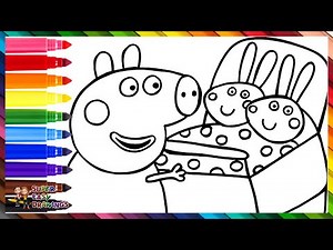 Drawing And Coloring Peppa Pig With The Baby Bunny Twins 🐷🐰🐰🌈 Drawings For Kids