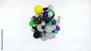 Large round 3D render formation of numerous layering heaps bubbles. Bright budding balls with graphic retina outlining and smooth. Creative decoration design presentation. Stock Video