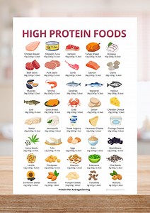 High Protein Food List & Chart | Protein Rich, Low Carb, Keto Tracker | Printable Grocery and Meals Planner | Perfect for Weight Loss - Etsy Canada