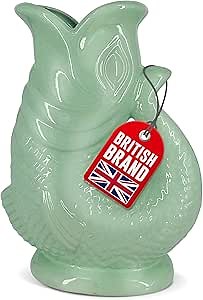 Gurgle Glug Jug The Bubble Jug® Duck Egg 50 fl oz 1.5L Litre Extra Large Pitcher - Fish Shaped Jug - Decorative Ceramic Glugging Cocktail, Water and Gin Vase and Gurgling Carafe Pot