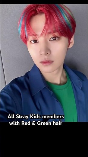 How Every Stray Kids Member Looks With Green & Red Hair #straykids #felix #hyunjin #hair #bangchan